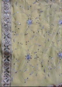 Beautiful Yellow Embroidered Saree