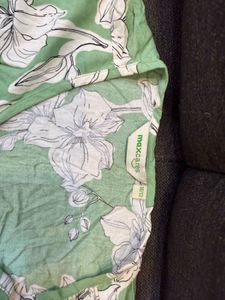 Light Green Floral Button-Up Tunic