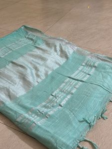 Sea Green Dupatta with Silver Border