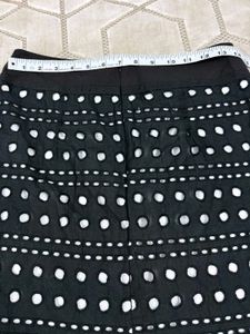 Chic Black Eyelet Midi Skirt