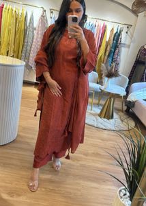 Elegant Rust Orange Embellished Gown