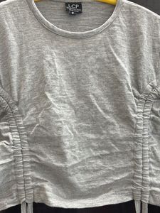 Gray Drawstring Crop Top