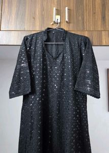 Elegant Black Chikankari Kurta with dupatta