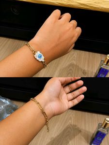 Evil Eye  and gold tone bracelet