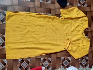 yellow kurti + white leggings
