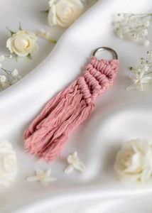 Pink Macrame Keychain
