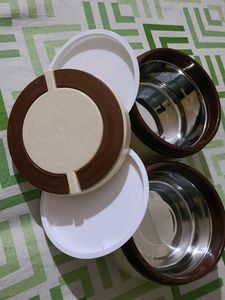 Beige And Brown 2 Stair Lunch Box