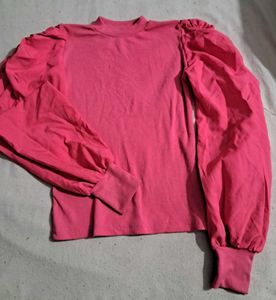 💗 Pink Ribbed Full-Sleeve Top – Stylish