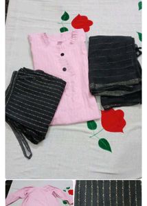 Striped Cotton Kurta Set  combo with Dupatta