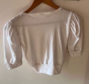 White Ruched Crop Top