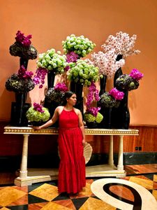 LOV Red Schiffli Detailed Cotton Tiered Dress