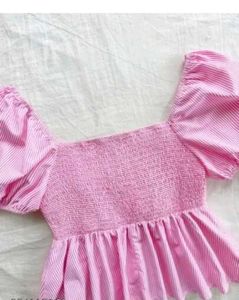 Pink Striped Puff Sleeve Top