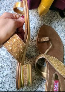 new golden Flat Sandals
