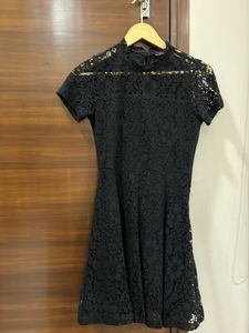 Black Lace Skater Dress