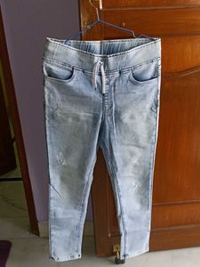 Light Wash Distressed Denim Joggers