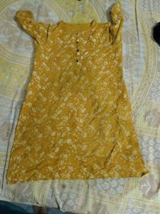Yellow Floral Print Kurta