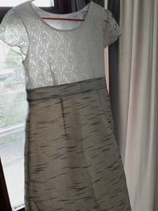 Elegant White &amp; Grey Dress