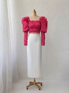 Chic Pink Puff Sleeve Smocked Top