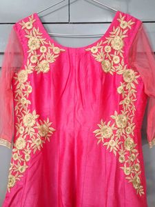 Stunning Pink Kurta with Gold Embroidery