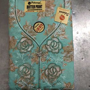Butter Print Embroidered Dress Material Set