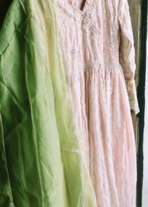 Elegant Pink Embroidered pakistani dress full set