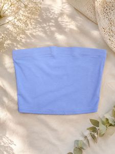 Blue Strapless Tube Top