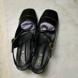 Stylish Black Patent Slingback Heels