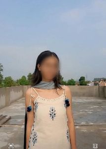 off white blue flower chik suit set