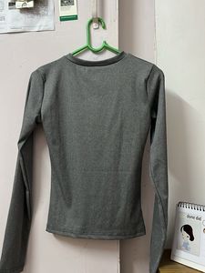 grey henley long sleeve top