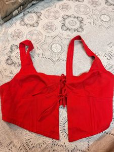 TNNDout Chic Red Cut-Out Tie-Front Top