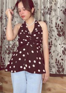 Chic Polka Dot Halter Top
