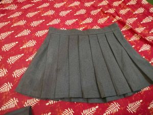 Grey Pleated Skirt
