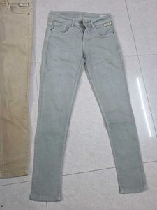 Trendy Skinny Jeans - Beige &amp; Mint Green