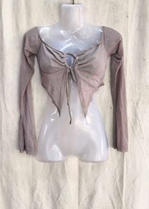 50209. Sheer Tie-Front Crop Top