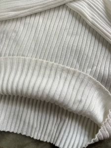 Sassafras Turtle neck white full sleeve ribbed top