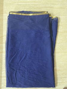 Blue chiffon Saree with stiched blouse