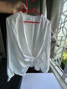 Chic White Wrap Blouse