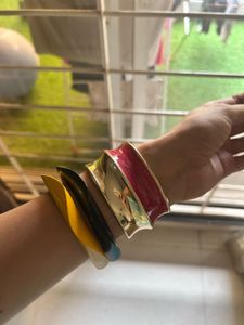 Chic Gold &amp; Pink Statement Cuff Bracelet