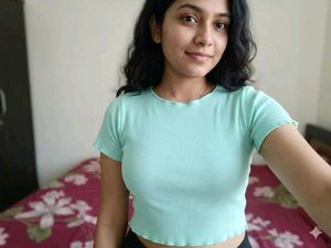 Light Blue Ribbed Lettuce Hem Top