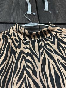 Zebra Print High Neck Blouse