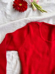 Red Knit Long Top/ Dress