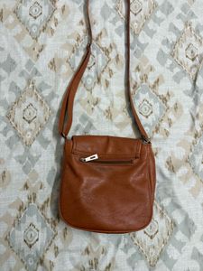 Brown Faux Leather Crossbody Bag