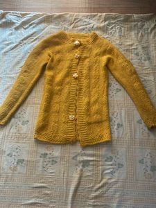 Vintage Mustard Knit Cardigan handmade