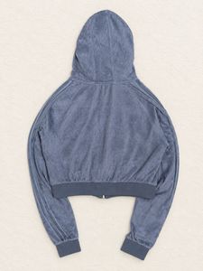 Adidas Originals Cropped Full Zip Velour Hoodie