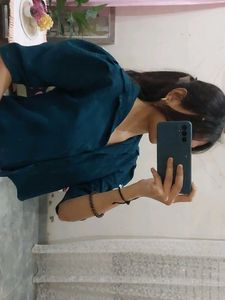 Stylish Teal Button-Up Top