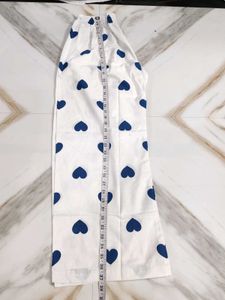 White Palazzo Pants with Blue Hearts