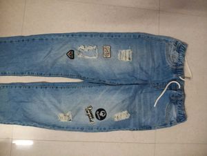 Distressed Patch Jeans