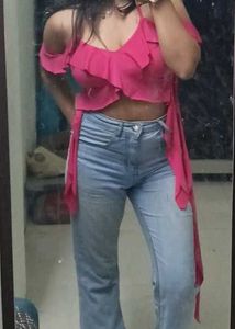 Hot Pink Ruffle Halter Top
