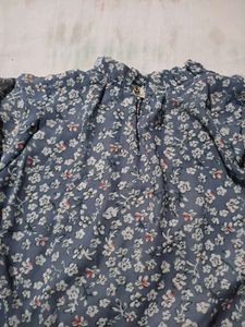 Blue Floral Long Sleeve Top