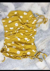 🐥Mustard Polka Dot Crop Top